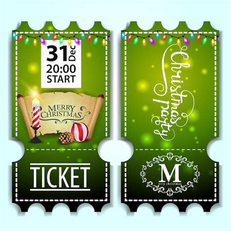 Premium Vector | Christmas party ticket template with old parchment