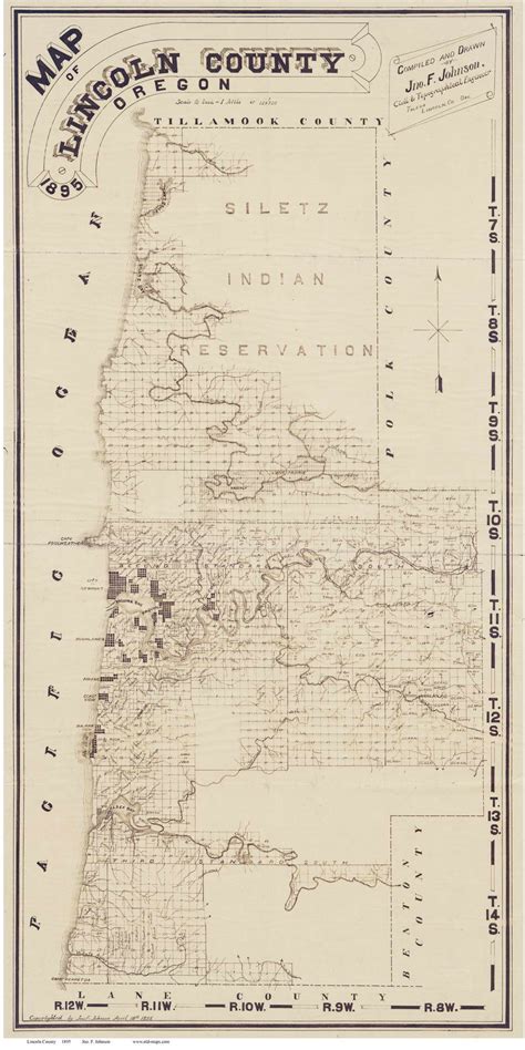 Lincoln County Oregon 1895 - Old Map Reprint - OLD MAPS