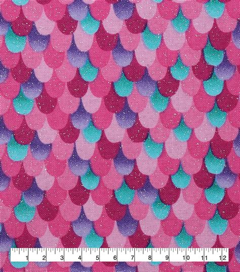 Novelty Glitter Cotton Fabric-Pink Mermaid Scales | JOANN