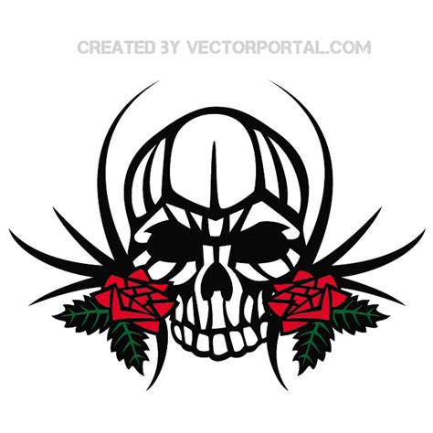 Skull and roses illustration Royalty Free Stock SVG Vector