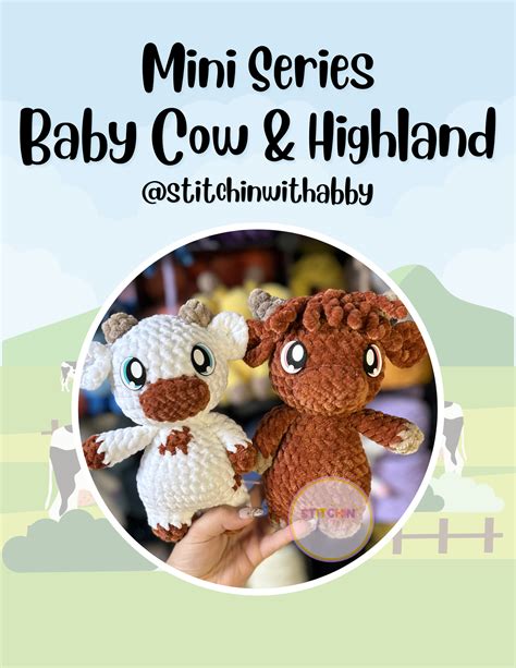 Mini Cow and Highland Crochet Pattern – Stitchin' with Abby