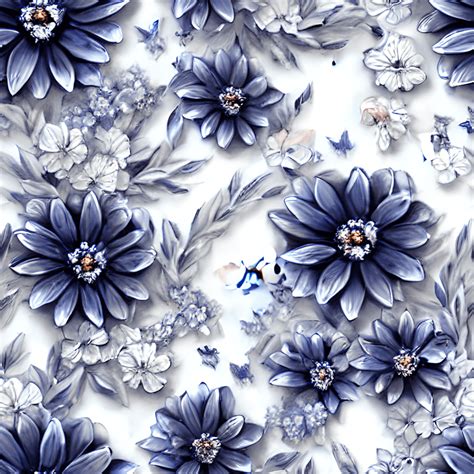 Navy Blue Floral Frame Pattern · Creative Fabrica