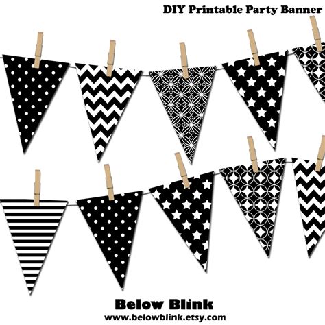 Black and White Banner Printable Party Banner Happy Birthday - Etsy