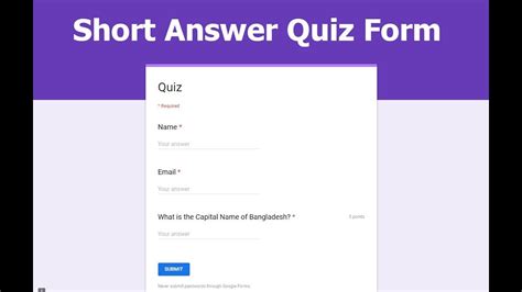 how to create Short Answer Quiz Form using Google Forms - YouTube