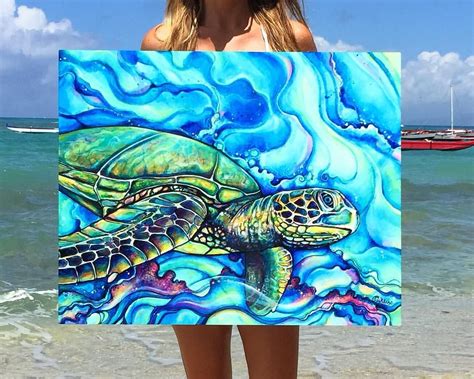 "Honu Kai" 24"x30" aluminum print by Colleen Wilcox Sea Turtle Painting ...