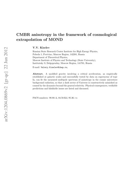 (PDF) CMBR anisotropy in the framework of cosmological extrapolation of ...