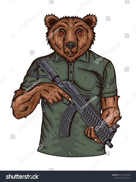 Cartoon Bear Gun Vector Illustration Stock Vector (Royalty Free ...