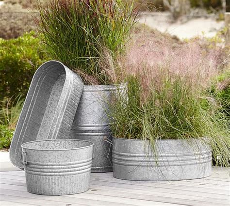 Eclectic Galvanized Metal Planters | Pottery Barn