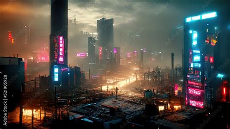 Cyberpunk streets illustration, futuristic city, dystoptic artwork at ...