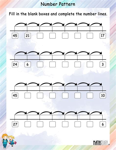 Number Pattern on a Number Line - Math Worksheets - MathsDiary.com