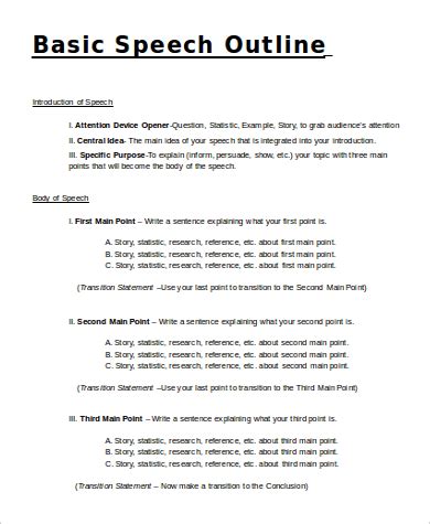 Persuasive Speech Outline Template Word | DocTemplates