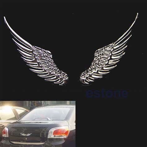 Silvery 3D Alloy Metal Angel Hawk Wings Car Emblem Badge Decal Logo ...