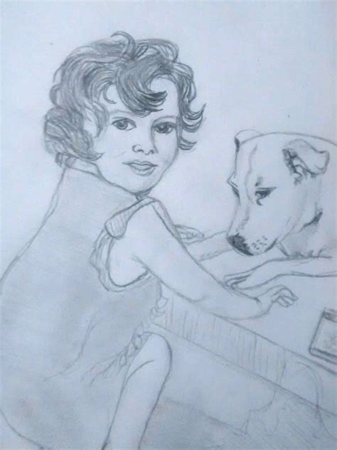 A Girl and her Dog Pencil Drawing | Watercolor circles, Dog pencil ...