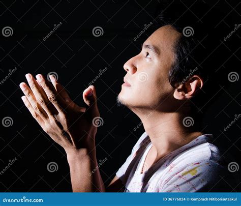 Christian man praying. stock photo. Image of eyes, worship - 36776024