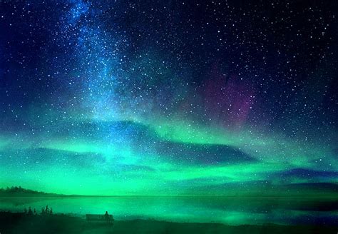 HD wallpaper: Anime, Original, Aurora Australis, Comet, Galaxy, Night ...