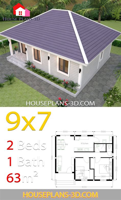 Simple Hip Roof / Simple House Plans 6x7 with 2 bedrooms Hip Roof in ...