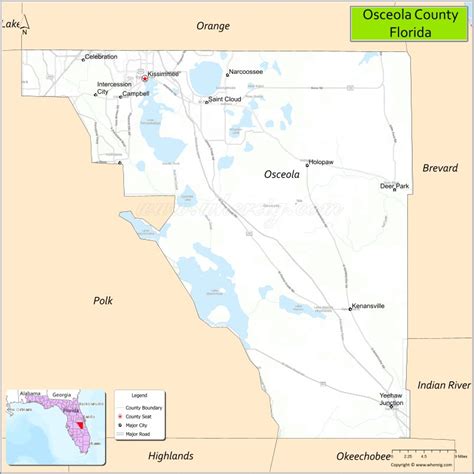 Osceola County Map, Florida, USA | Check Major Cities & Towns, County ...