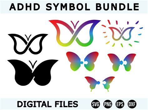 Adhd Symbols Bundle, Adhd Svg Bundle, Adhd Png, Adhd Butterfly, Rainbow ...