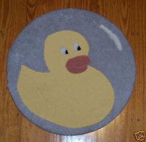 Yellow Rubber duck ducky in bubble bath bathroom area throw rug mat ...