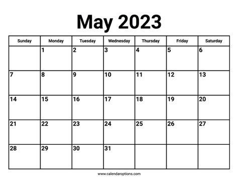 May 2023 Calendars – Calendar Options