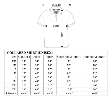 T Shirt Size Charts