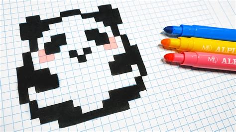 Handmade Pixel Art - How To Draw a Kawaii Panda #pixelart