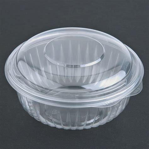 Dart C32HBD PresentaBowls 32 oz. Clear Hinged Plastic Bowl with Dome ...