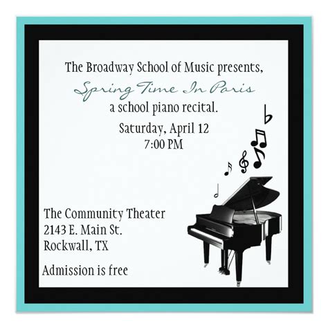 Elegant Custom Piano Recital Invitation | Zazzle.com | Piano recital ...