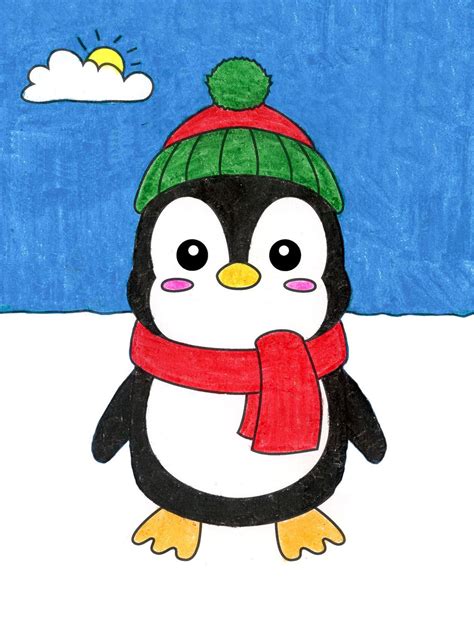 Easy How to Draw a Cute Penguin Tutorial, Penguin Coloring Page