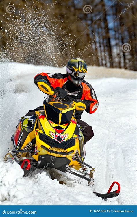 Snowmobile race stock photo. Image of medium, fast, helmet - 165140318