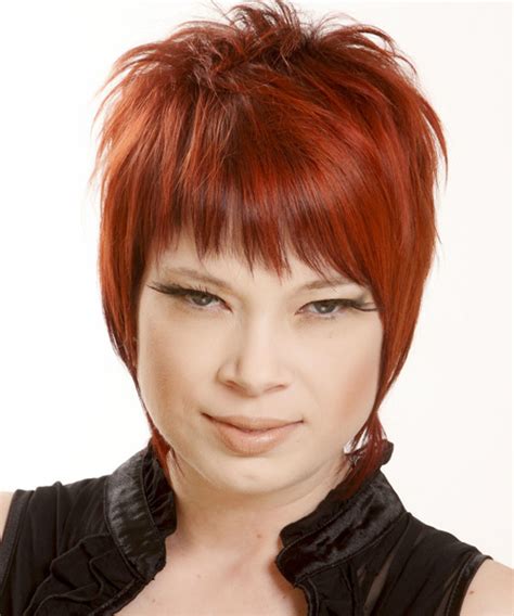 Short Wispy Modern Hairstyle With Bright Red Color