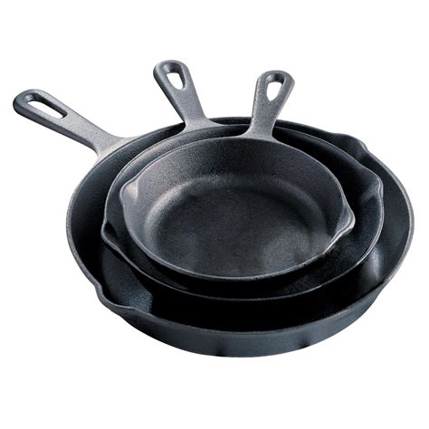 Essential Home 3 Piece Cast Iron Fry Pan Set