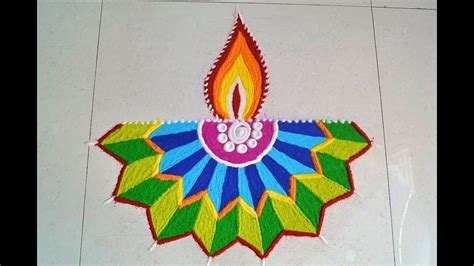 Easy and Beautiful Diya Rangoli || Geometrical Diya Rangoli | Colorful ...