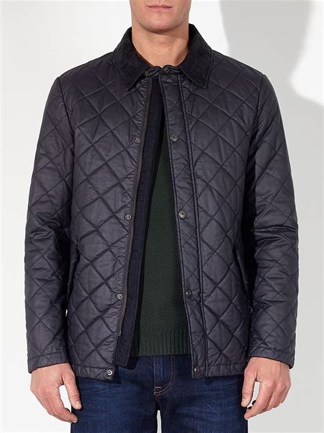 John lewis Waxed Cotton Quilted Jacket in Blue for Men (Dark Navy) | Lyst