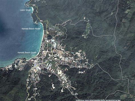 Large Map of Kamala beach Phuket Thailand. Kamala Beach map and location