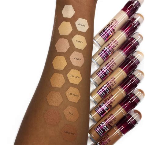 Swatches of the #Maybelline Instant Age Rewind Concealers one Dark Skin ...