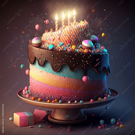 birthday cake with candles Stock Illustration | Adobe Stock