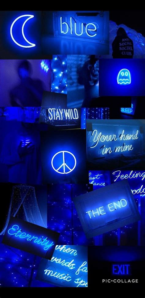 Neon Blue Aesthetic Wallpaper Collage