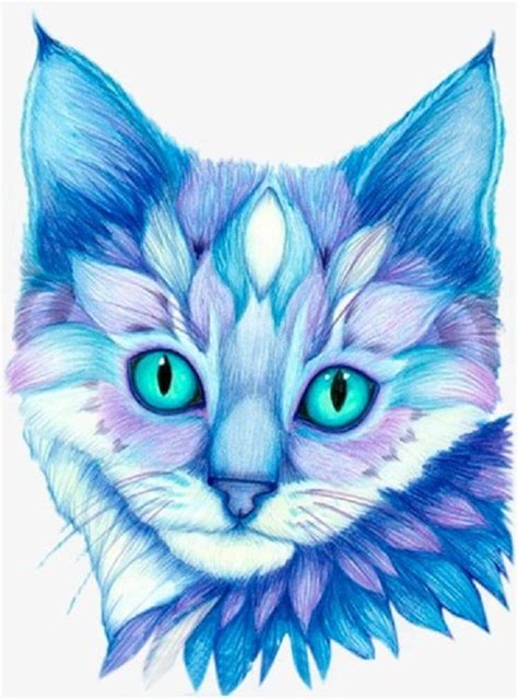 Kitten in blues and purples bright pretty cat counted cross | Etsy in ...