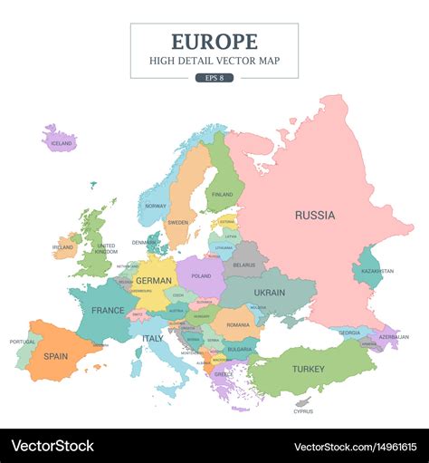 Europe map high detail separated all countries Vector Image