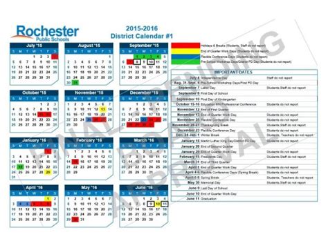 Rochester Public Schools District Calendar 2024 - Schoolcalendars.net