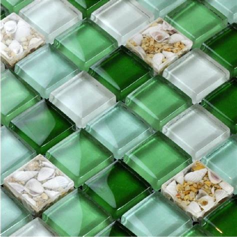 Glass Mosaic Tiles Green Crystal Backsplash Tile Bathroom Wall Glass ...