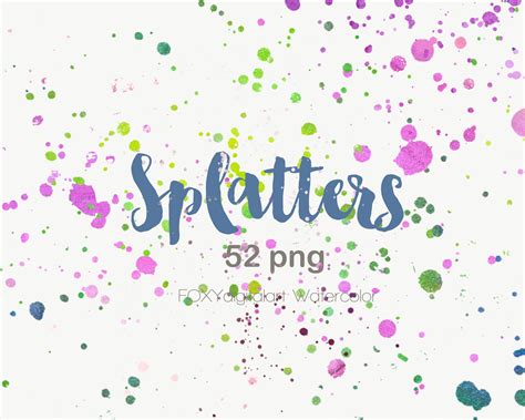 Watercolor Splatter Clipart, Paint Splatter Clipart, Watercolor ...