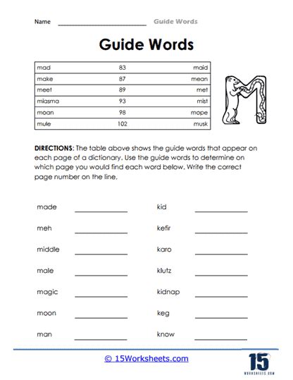 Guide Words Worksheets - 15 Worksheets.com