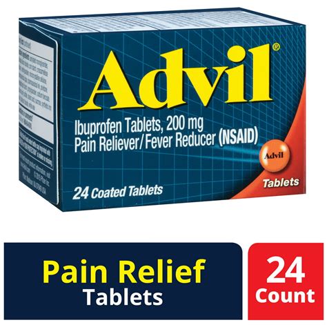 Advil Coated Tablets Pain Reliever and Fever Reducer, Ibuprofen 200mg ...