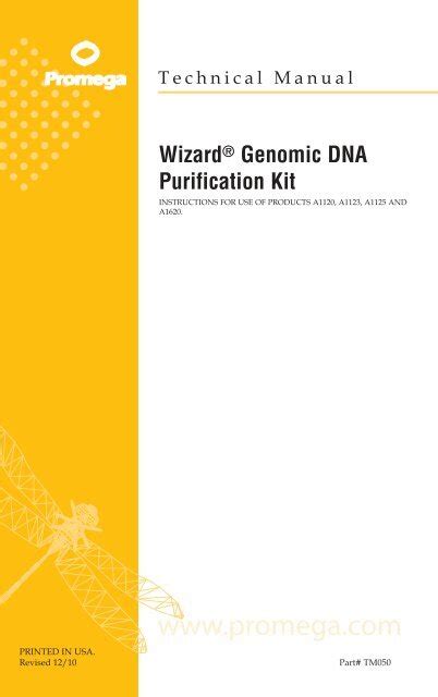 Wizard Genomic DNA Purification Kit Protocol - Department of ...