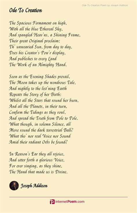 Ode To Creation Poem by Joseph Addison