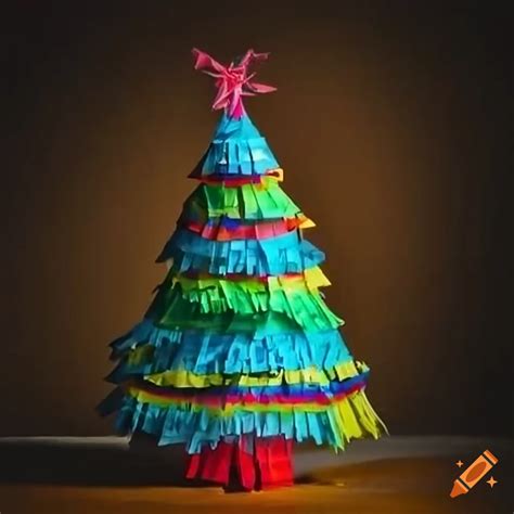 Row of mexican christmas tree piñatas