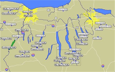 Map of WaterFalls of the Finger Lakes