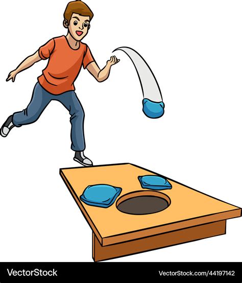 Cornhole cartoon colored clipart Royalty Free Vector Image